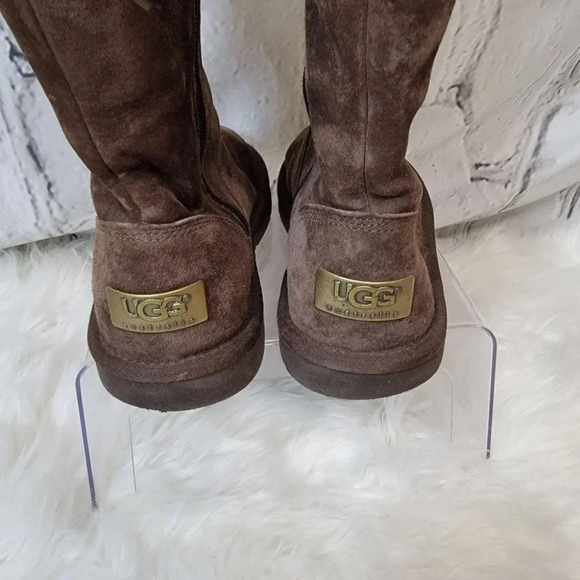 UGG Australia Roslyn Womens Brown Suede Zip Side Tall Shearling Winter Boots 7 - Picture 11 of 15